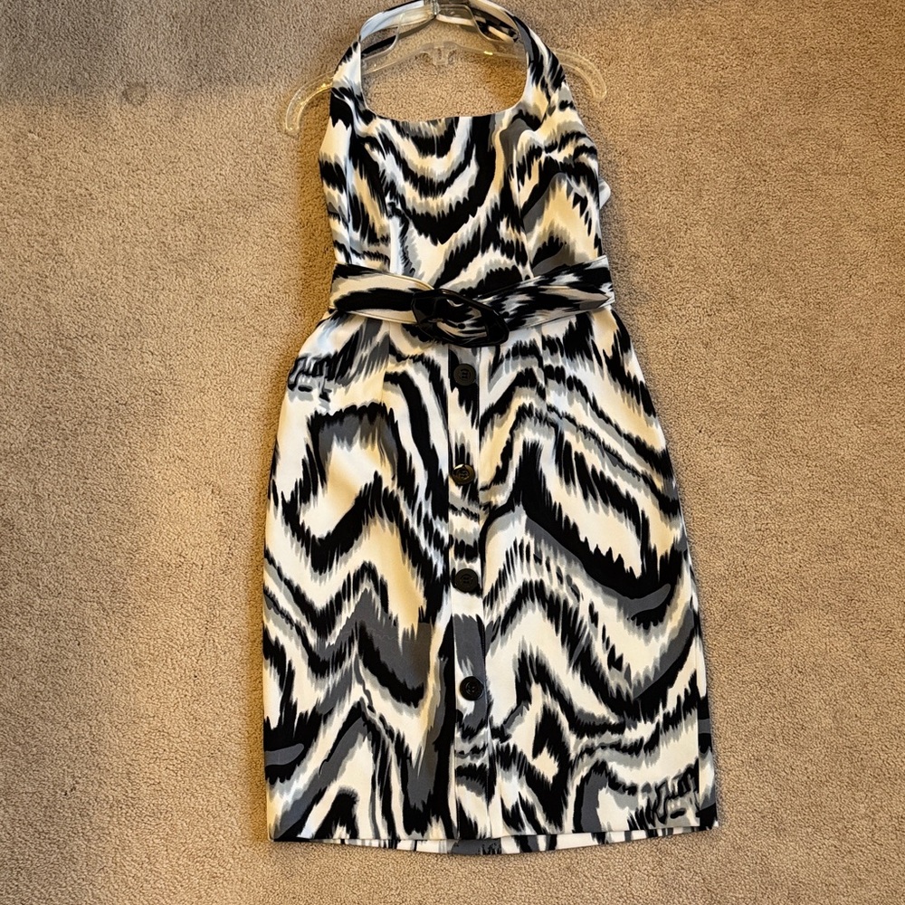 Cache Stylish Black and White Patterned Dress